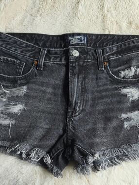 Abercrombie & Fitch Black Distressed Denim Cutoff Shorts